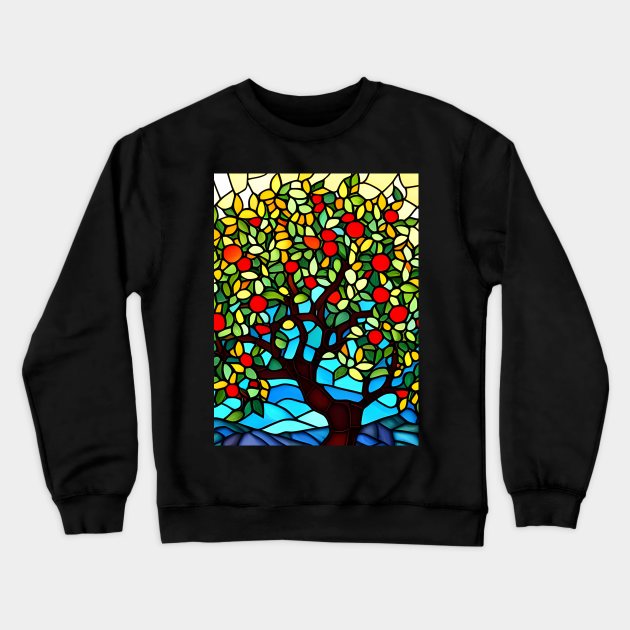 Stained Glass Apple Tree Crewneck Sweatshirt by Chance Two Designs